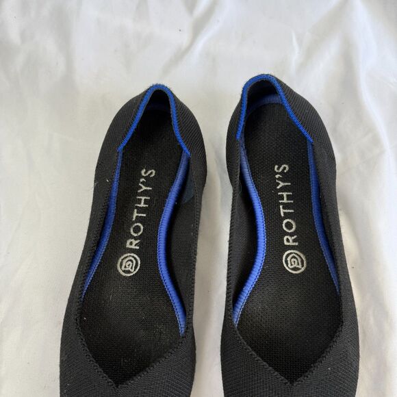 Rothys The Point Black Ballet Flats Womens Sz 9 Pointed Toe Knit Slip On Shoes - Picture 3 of 8